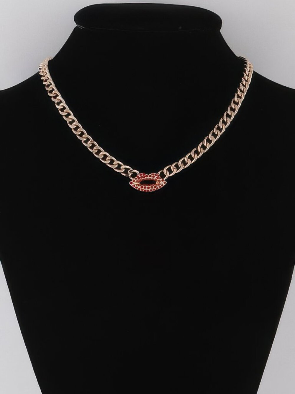 Jeweled Lips Chain Necklace